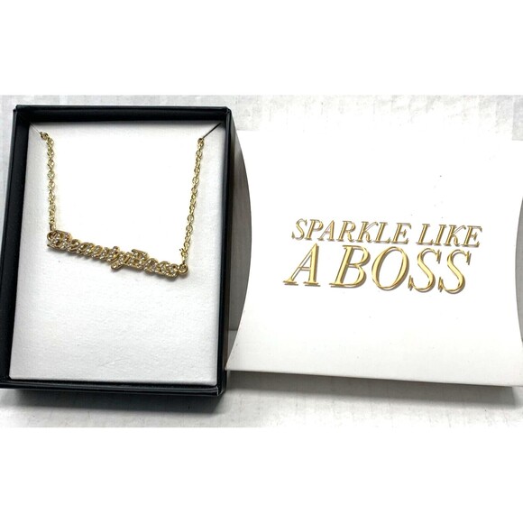 Zagwear Beauty Boss Necklace by Avon  20" Chain with Rhinestone Bar New Boxed - Picture 2 of 4